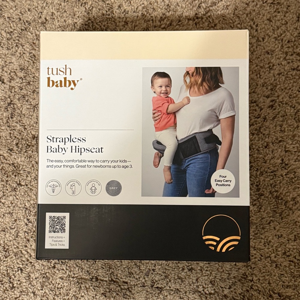 TushBaby Strapless Baby Hipseat - Gray
